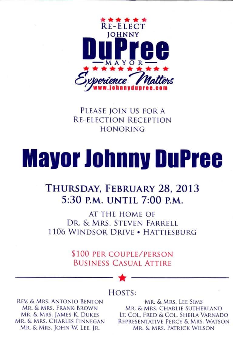 Dupree to have Fundraiser Hosted by Supporters. FBI Still Investigating Mayor Dupree and Municipal Court.