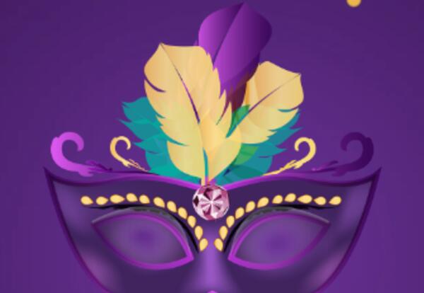 Purple background & Mardi Gras mask
