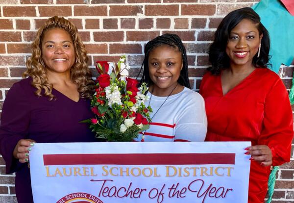 Dr. Toy Watts, Teacher of the Year Kalea Thigpen and Dr. Kiana Pendleton