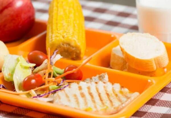 School Lunch on a food tray.