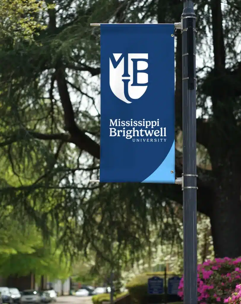 A banner sign that reads Mississippi Brightwell University